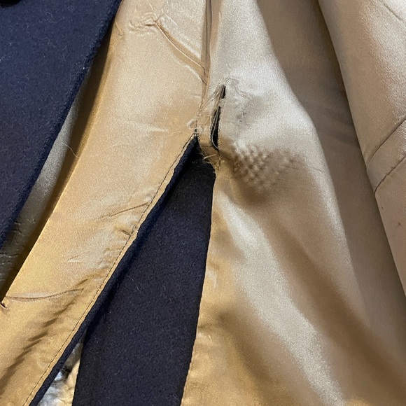 London Fog Dark Blue Wool Trench Coat - Picture 3 of 10